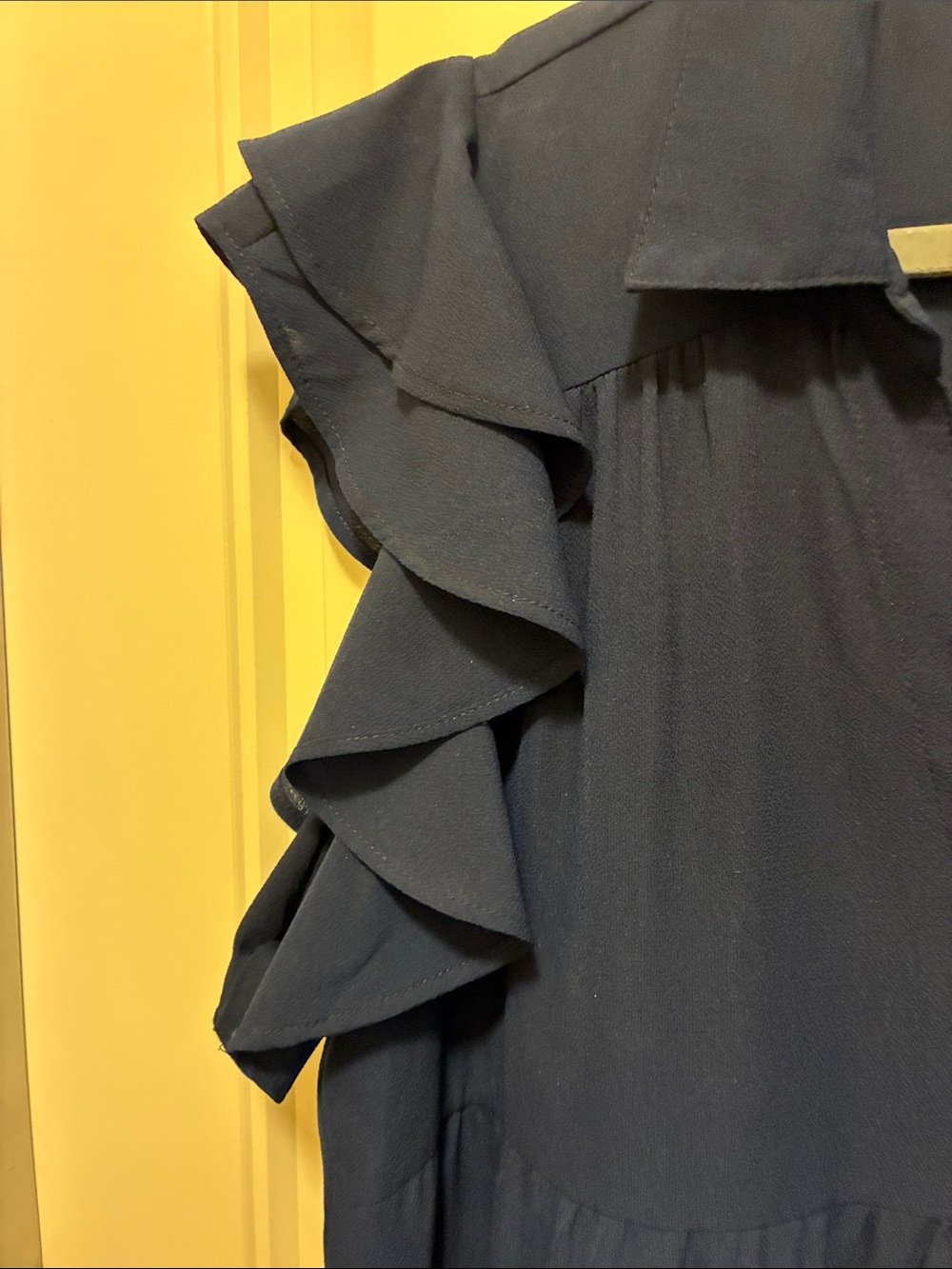 Umgee Navy Ruffle Sleeve Tiered Midi Dress - Picture 3 of 5